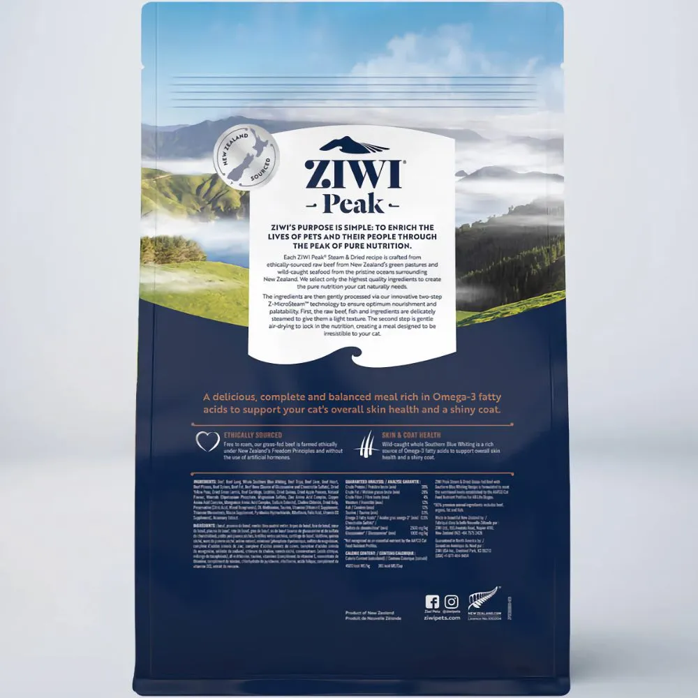 20% OFF: ZiwiPeak Grass Fed Beef Southern Blue Whiting Recipe Steam & Dried Cat Food