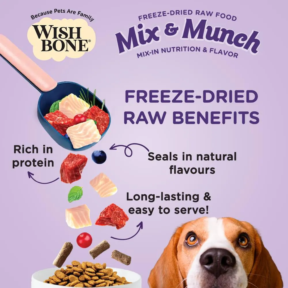 $9 OFF (Exp 18May25): Wishbone Mix & Munch Beef & Ocean Fish Grain-Free Freeze-Dried Raw Food Dog Food Topper 350g