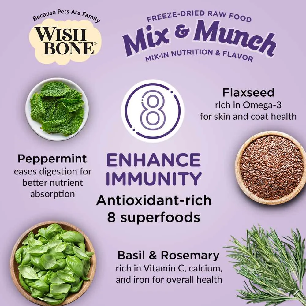 $9 OFF (Exp 18May25): Wishbone Mix & Munch Beef & Ocean Fish Grain-Free Freeze-Dried Raw Food Dog Food Topper 350g