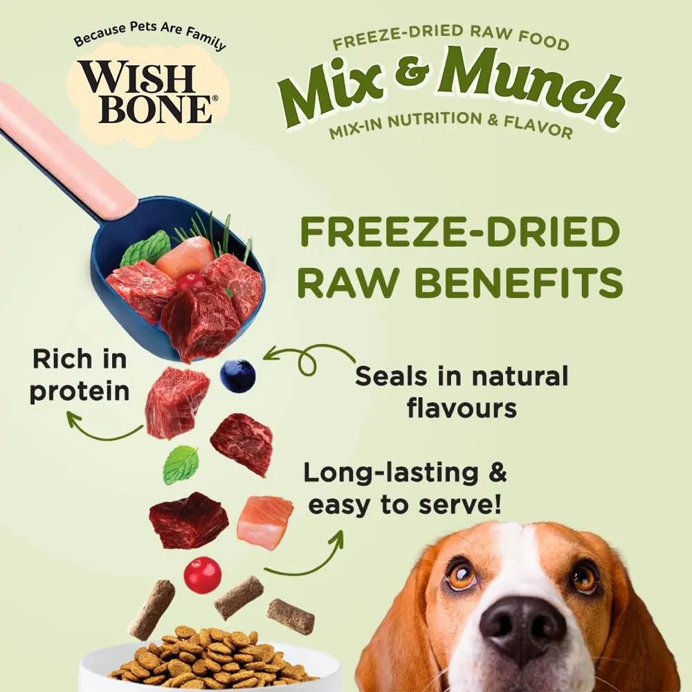 $9 OFF (Exp 30May25): Wishbone Mix & Munch Lamb, Goat & Chicken Grain-Free Freeze-Dried Raw Food Dog Food Topper 350g