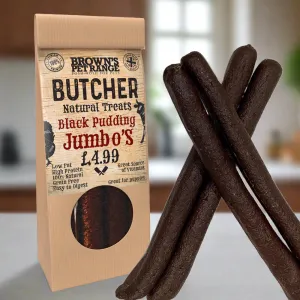 Black Pudding Butchers Jumbo Sausages x5 | Brown's Natural Dog Treats