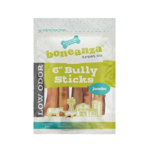 Boneanza Treat Co. Low Odor Jumbo Bully Stick 6" 5pk