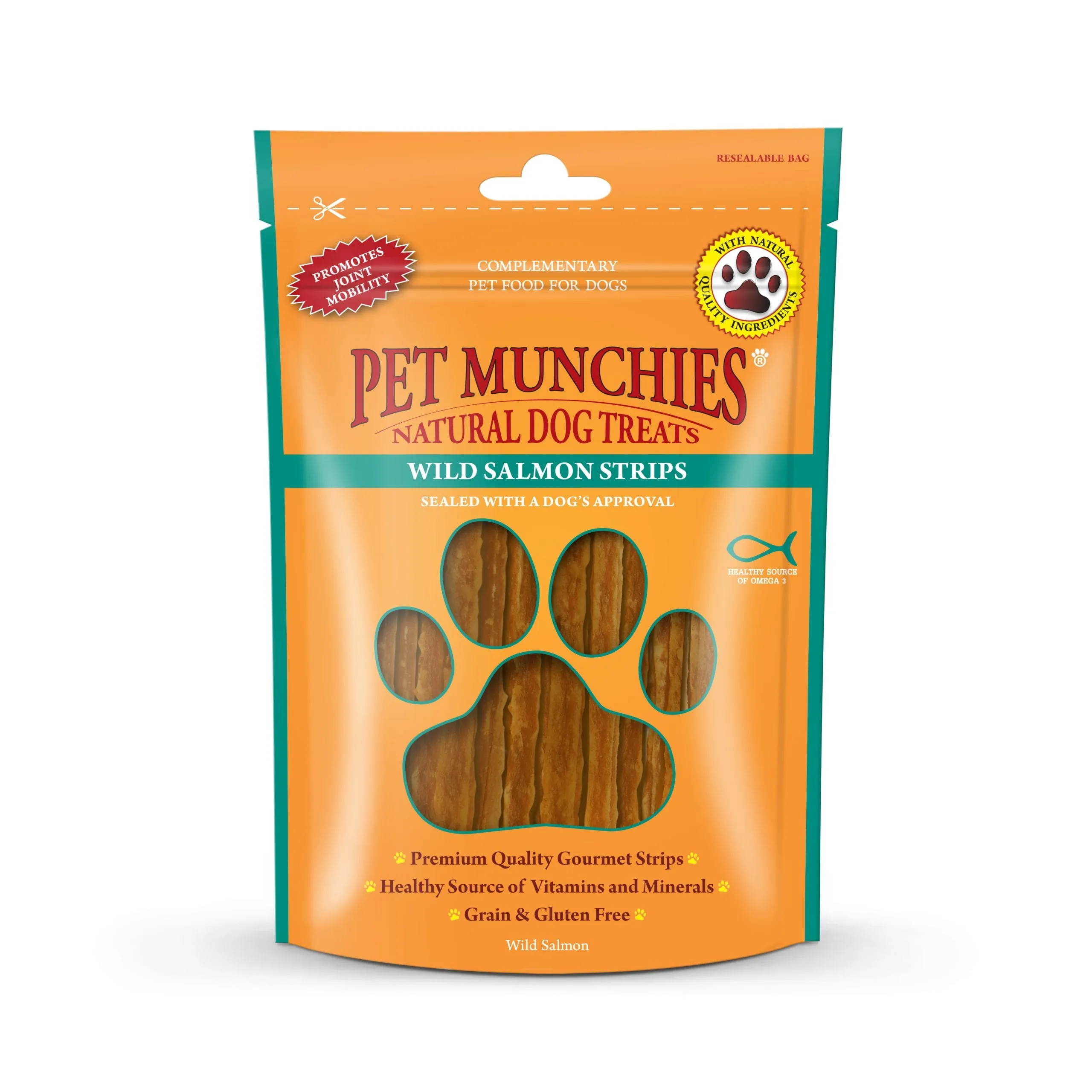 DISC Pet Munchies | Hypoallergenic Fishy Dog Treats | Wild Salmon Strips - 80g