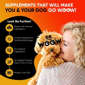 DR WOOW Duck & Pumpkin Flavor Pre, Pro & Post Biotics Soft Chew Digestive Supplement for Dogs, 90 Count