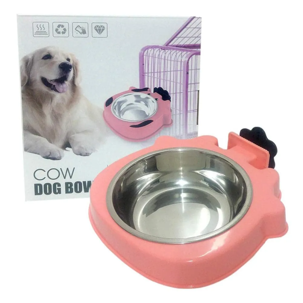 Emily Pets Stainless Crate Bowl with Removable Feeder Bowl for Dogs and Cats (Peach)