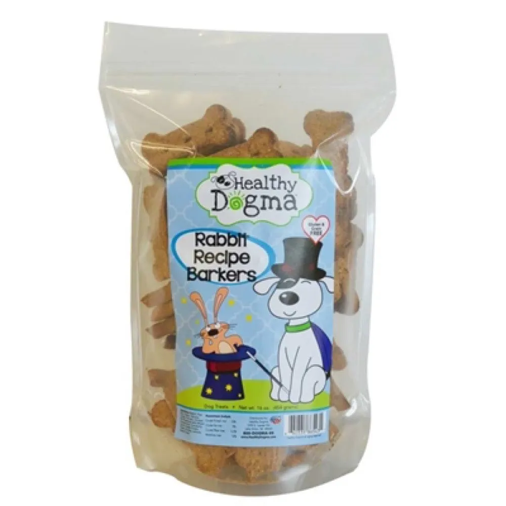 Healthy Dogma Rabbit Recipe Barkers Grain-Free Natural Dog Treats 16oz