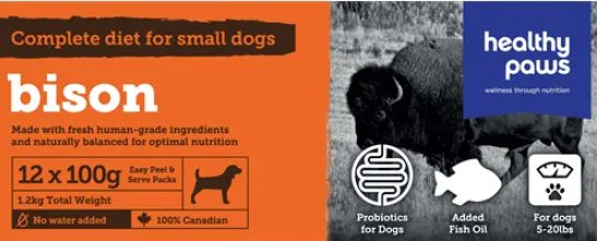 Healthy Paws - Complete Dinner - Small Dog - Bison