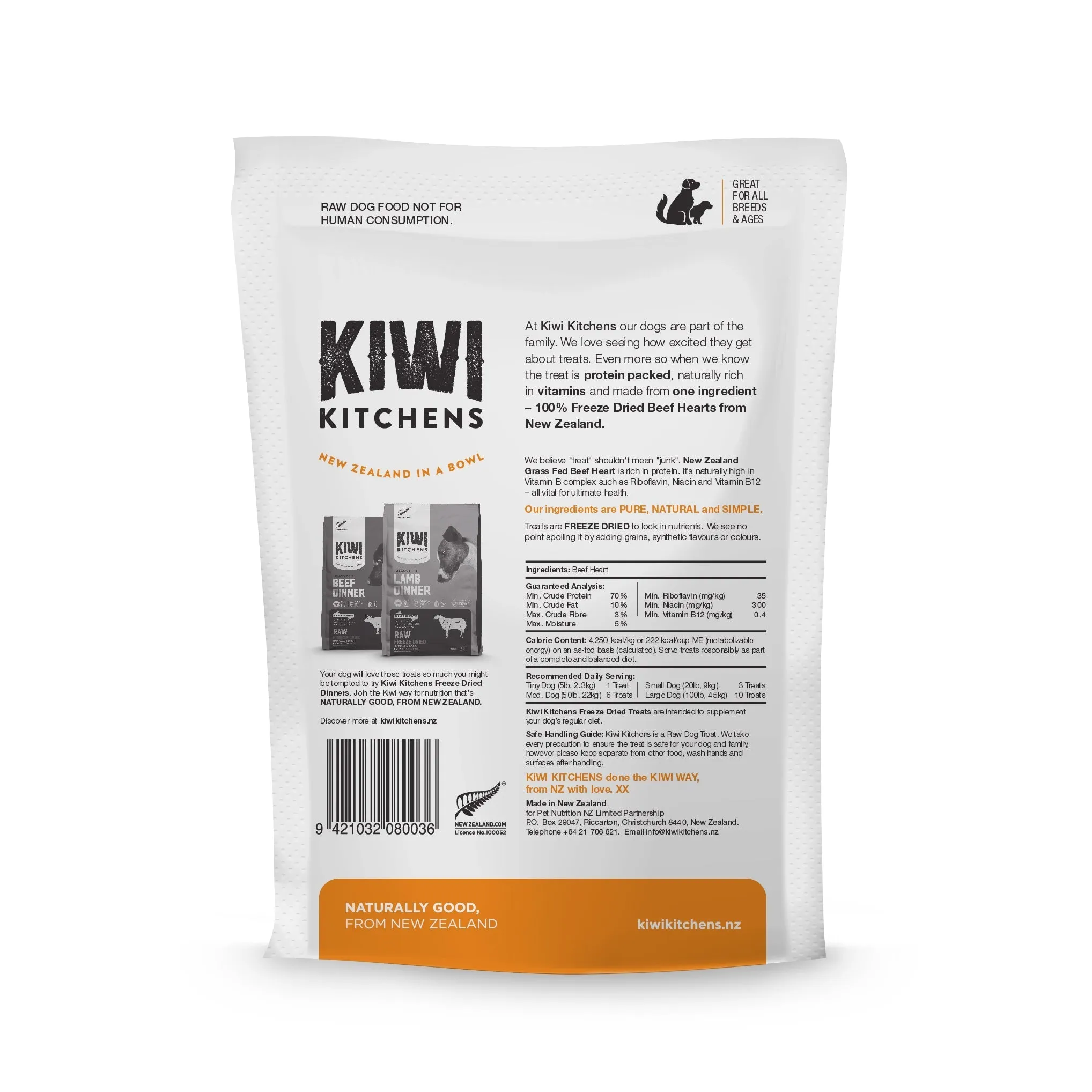 Kiwi Kitchens Beef Heart Freeze Dried Dog Treats 100g