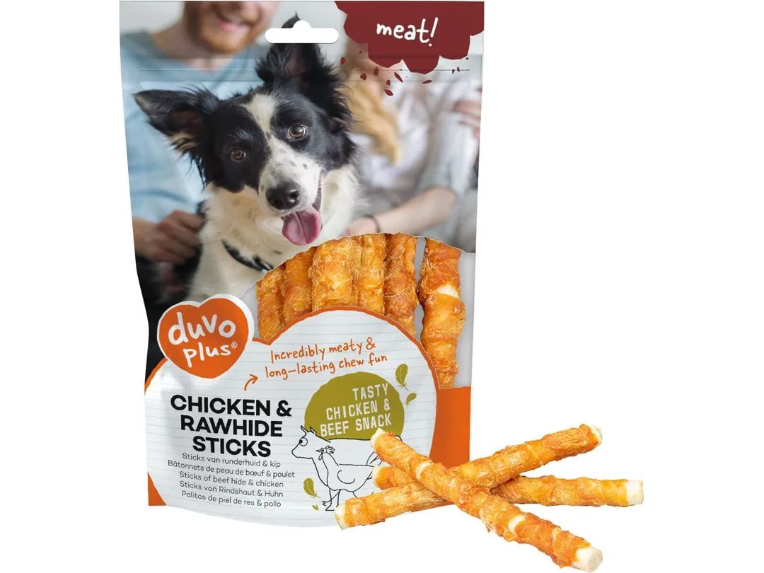 meat! Chicken & rawhide sticks small 12,5cm - 400g - ± 34st