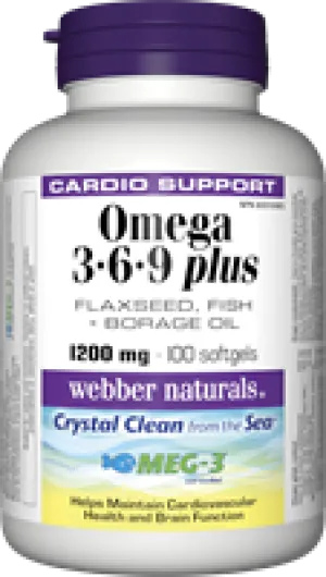 Mega 3-6-9 Plus, High Potency, Flaxseed, Fish, Borage Oil, 1200 mg, 100 softgels