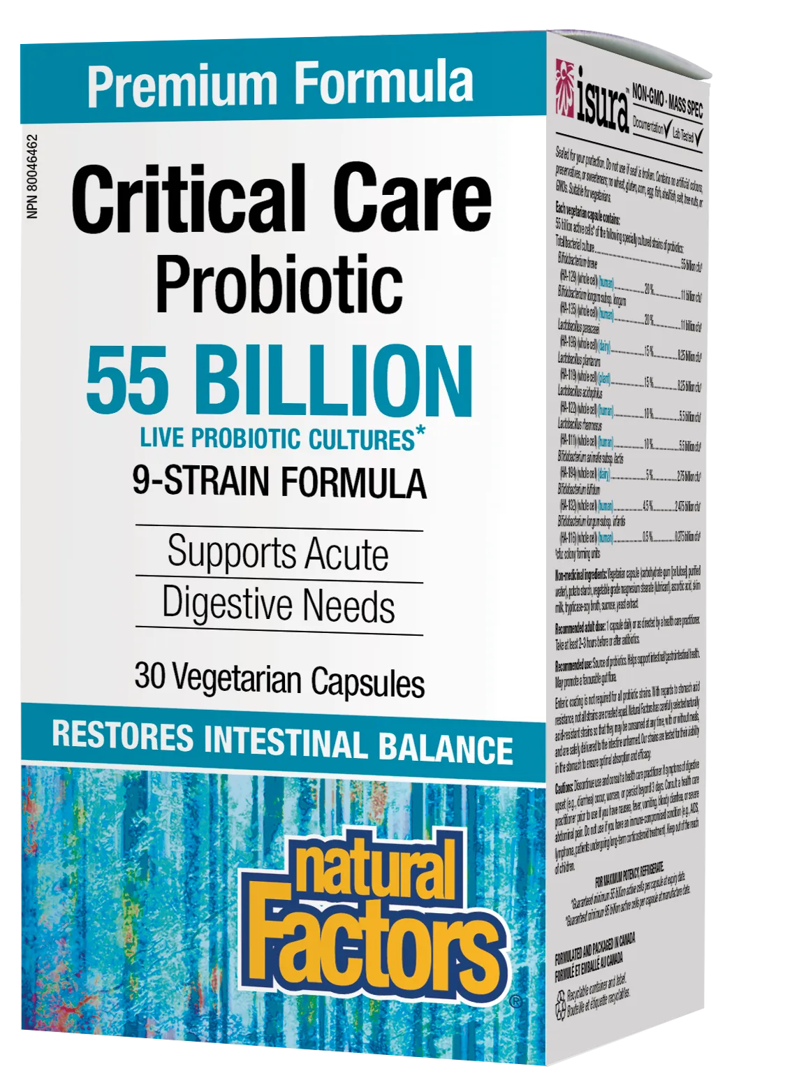 Natural Factors Critical Care Probiotic 55 Billion 30 Vegetarian Capsules