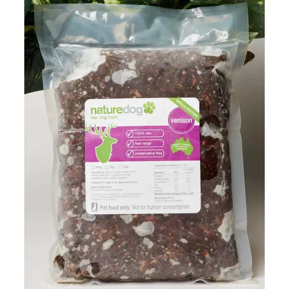 NatureDog Raw Venison Frozen Dog Food 500g