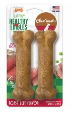 NYLABONE Roast Beef With Vitamins Dog Bone, 2-ct.