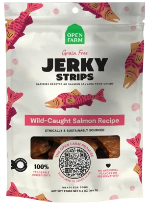 Open Farm Grain-Free Wild-Caught Salmon Jerky Strips 5.6-oz, Dog Treat