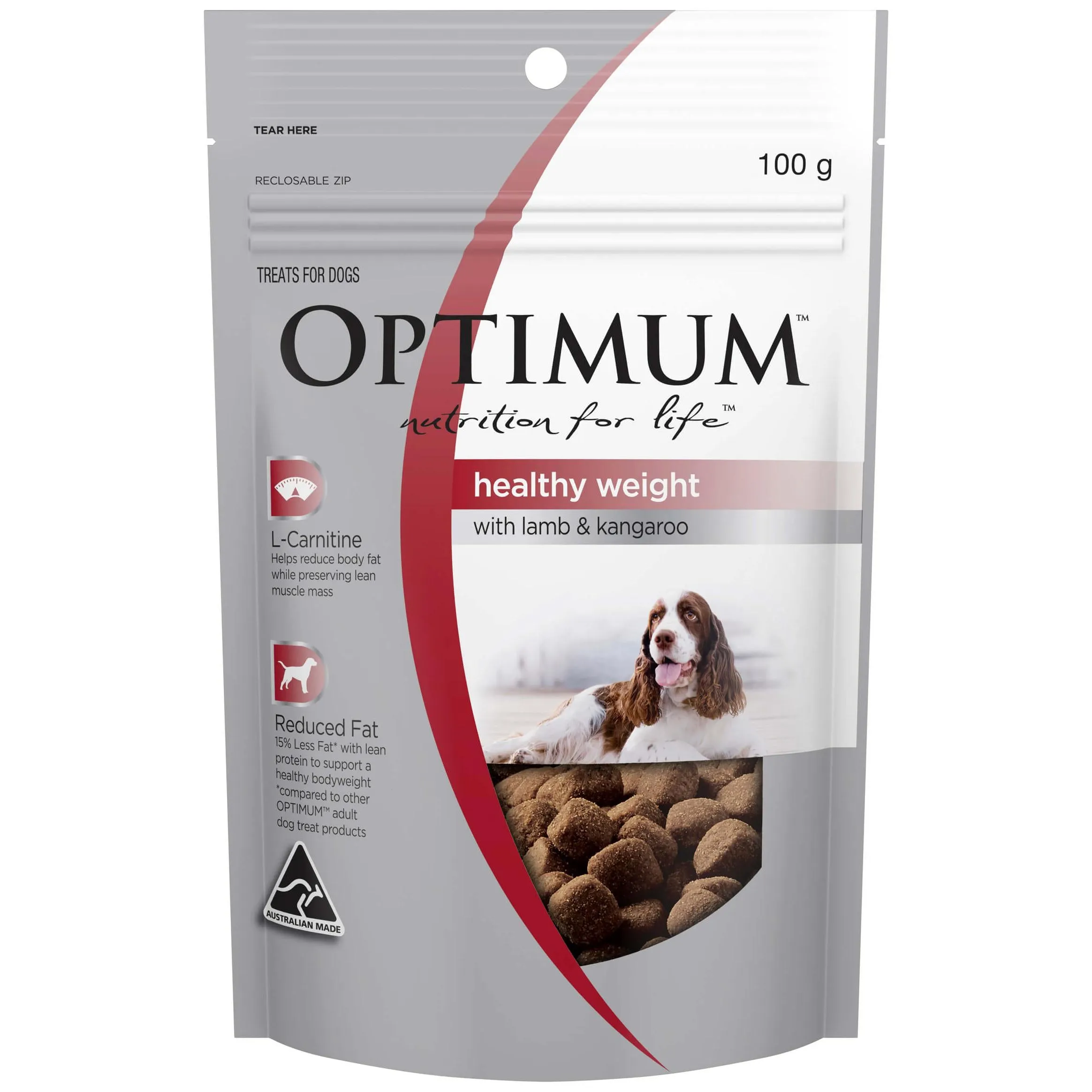 Optimum Healthy Weight Lamb & Kangaroo Pouch Dog Treat 100g