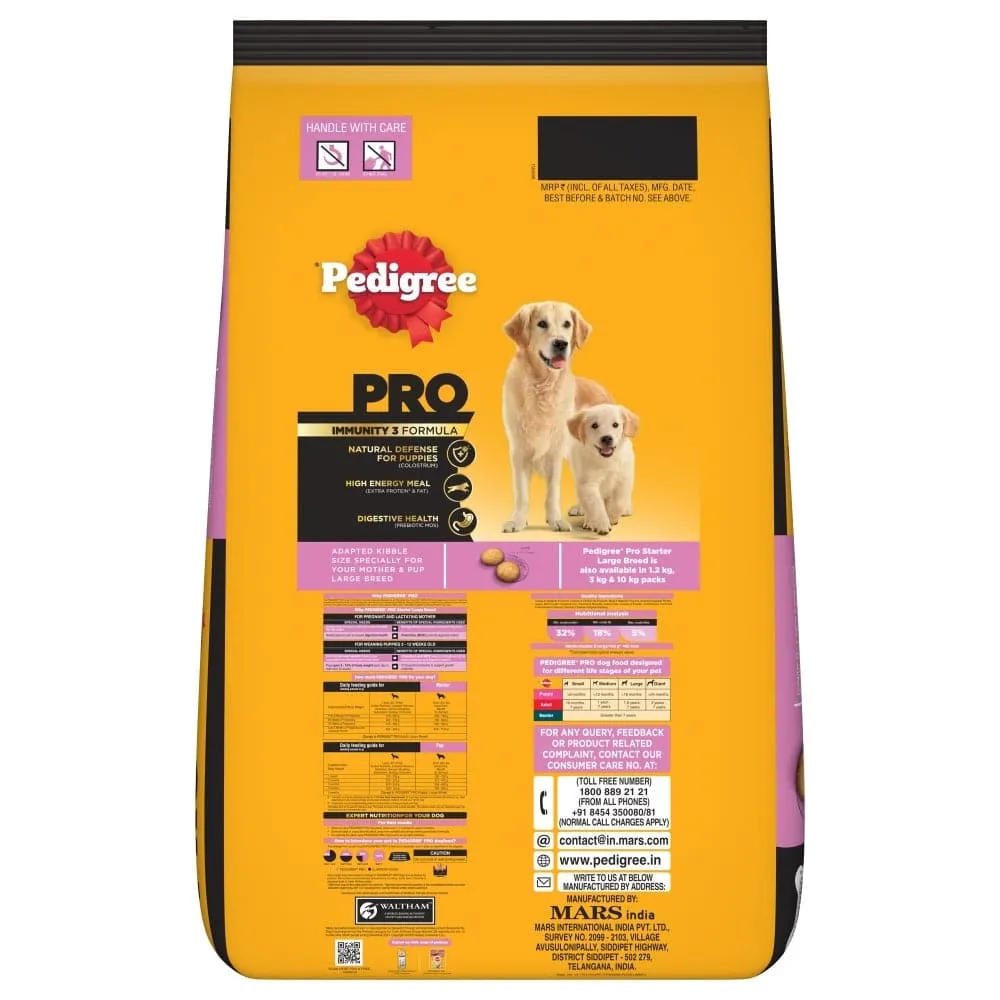 Pedigree PRO Expert Nutrition Lactating/Pregnant Mother & Puppy Starter Large Breed Dog Dry and Chicken Chunks in Gravy Puppy Wet Food Combo