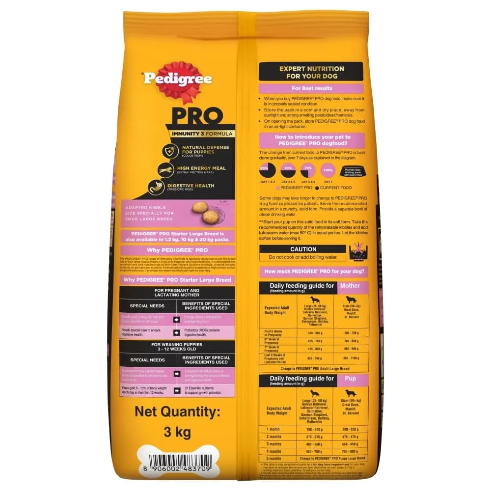 Pedigree PRO Expert Nutrition Lactating/Pregnant Mother & Puppy Starter Large Breed Dog Dry and Chicken Chunks in Gravy Puppy Wet Food Combo