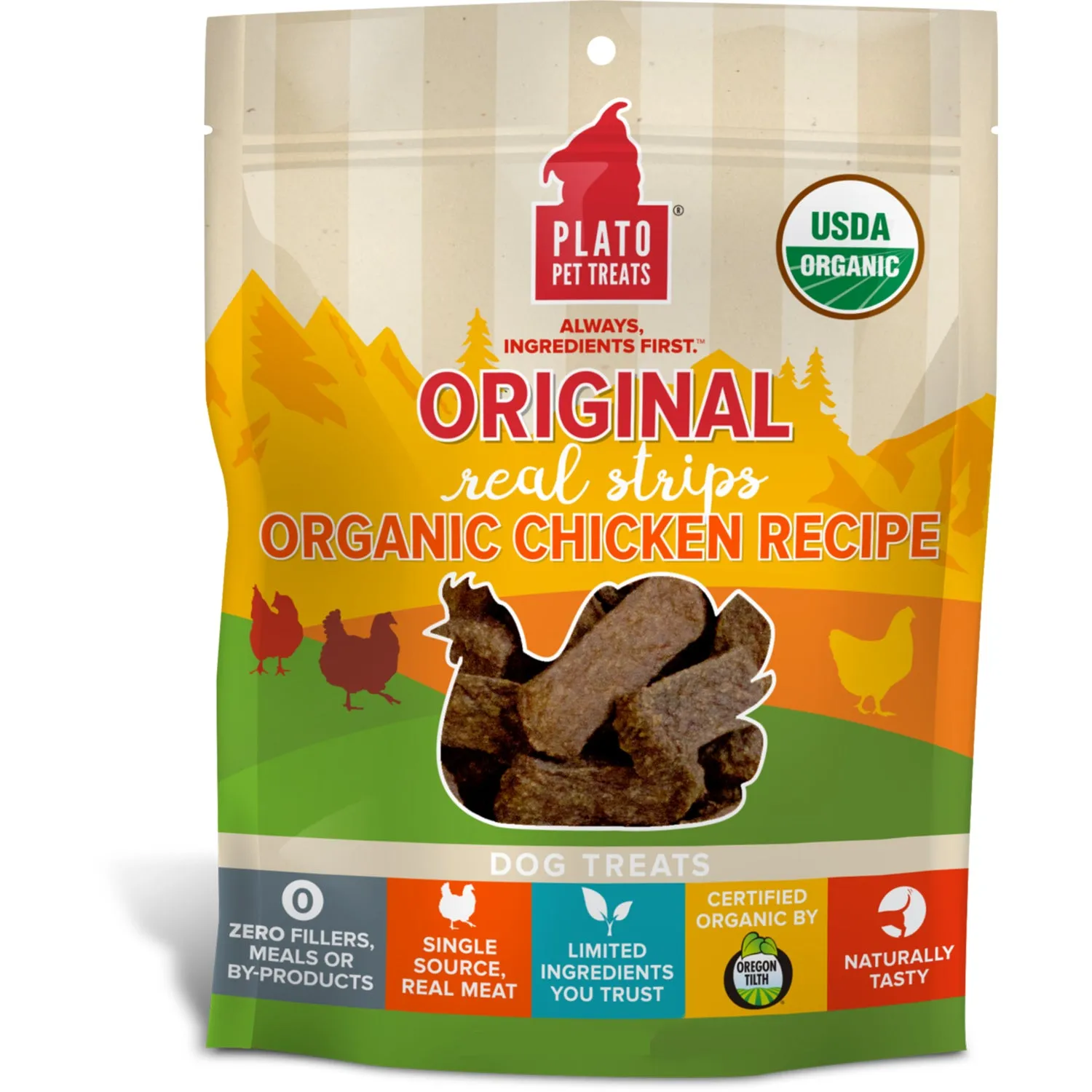 Plato Original Real Strips Organic Chicken Recipe Dog Treats