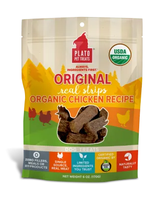 Plato Real Strips Meat Bar Dog Treats, Chicken Recipe