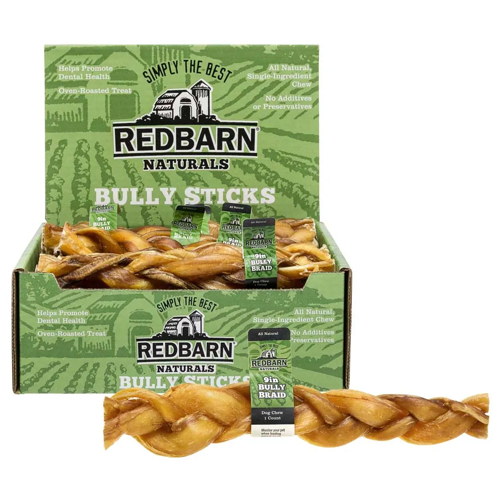 Redbarn Braided Bully Stick Dog Treat, 9in