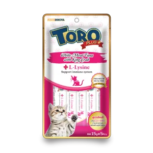 Toro Cat Treat Plus White Meat Tuna with King Crab & L-Lysine to Support Immune System 75g (15g x 5pcs)