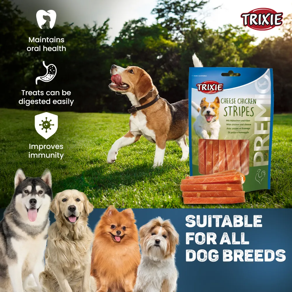 Trixie Fruits and Vegetables Energy Bars and Cheese Chicken Strip Dog Treats Combo