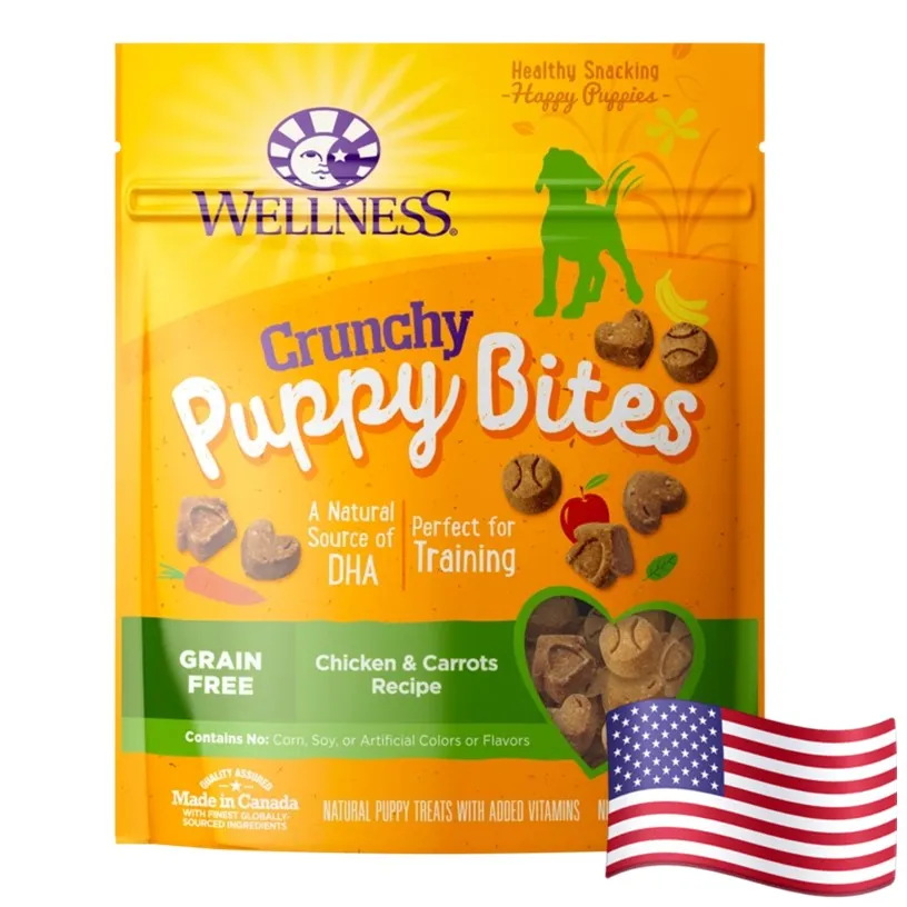 Wellness Natural Grain Free Crunchy Puppy Bites Chicken and Carrots Recipe Dog Treats