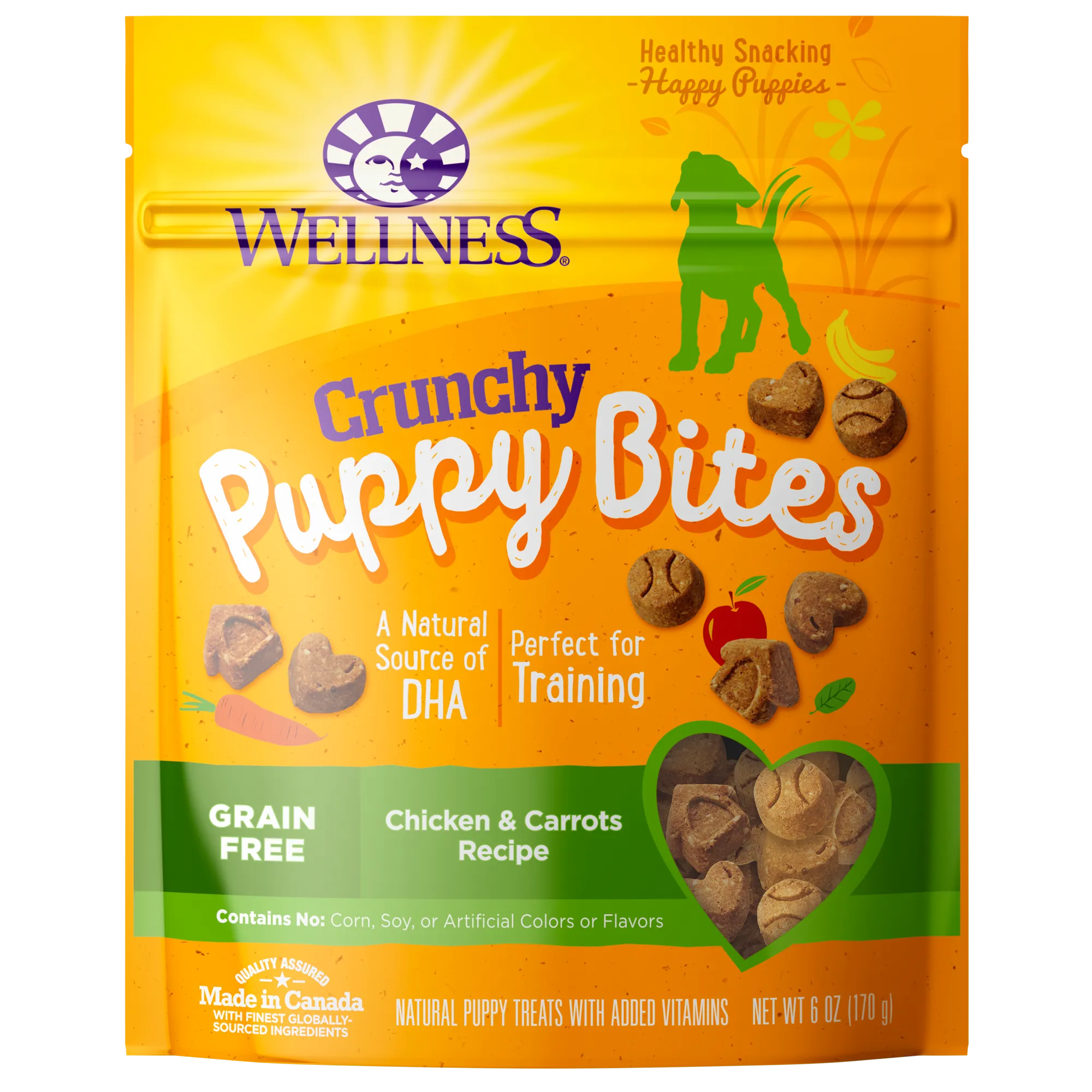 Wellness Natural Grain Free Crunchy Puppy Bites Chicken and Carrots Recipe Dog Treats