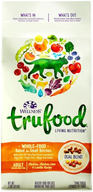 Wellness TruFood Baked Blends Grain-Free Chicken, Chicken Liver & Lentils Adult Recipe Dry Cat Food 2lb