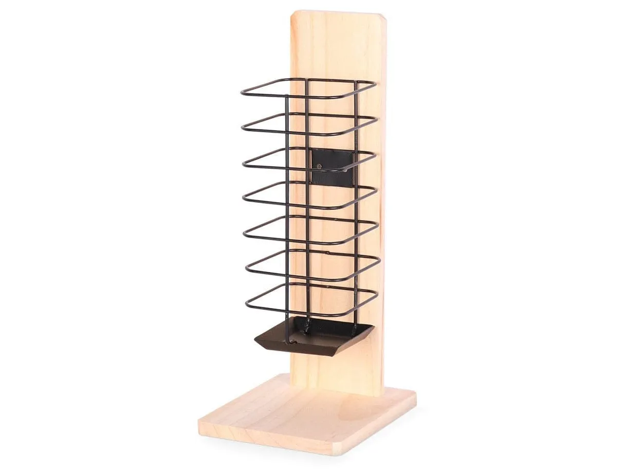 Wooden Hay Rack With Black Metal 14X18X37Cm